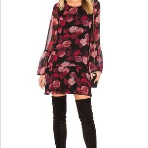 BCBGeneration Two Tiered A-Line Dress Black Floral